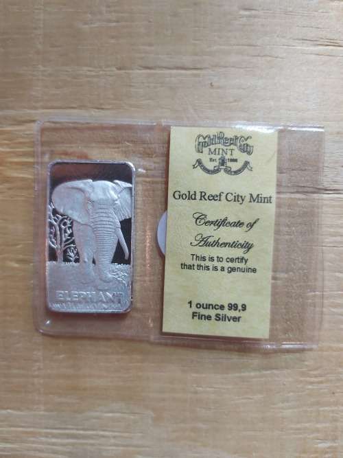 Elephant Minted Bar - 1 OZ Fine Silver