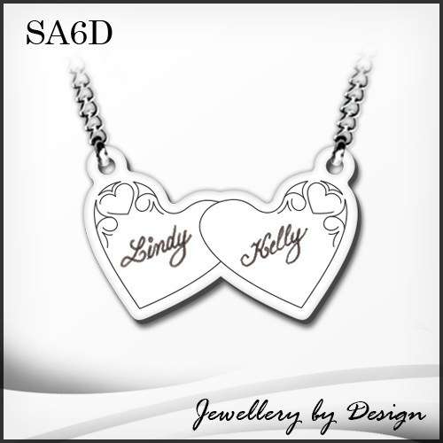 2 hearts with 2 names engraved