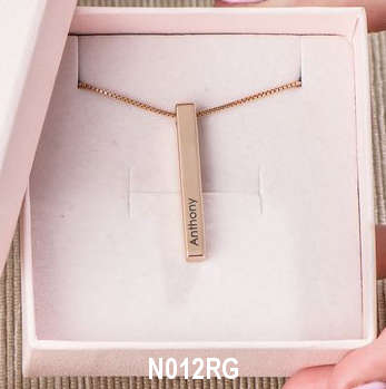 3D Bar Necklace - Can engrave up to 4 names - Silver or Rose Gold