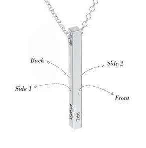 3D Bar Necklace - Can engrave up to 4 names - Silver or Rose Gold