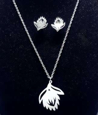 Protea necklace & earrings - Silver or Rose Gold