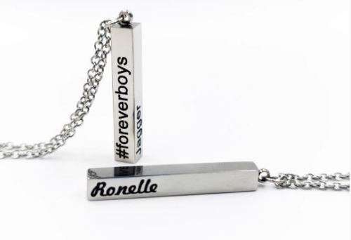 3D Bar Necklace - Can engrave up to 4 names - Silver or Rose Gold