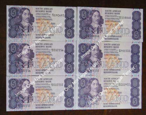 6 x  GPC de Kock R5 Bank Notes AU/EF