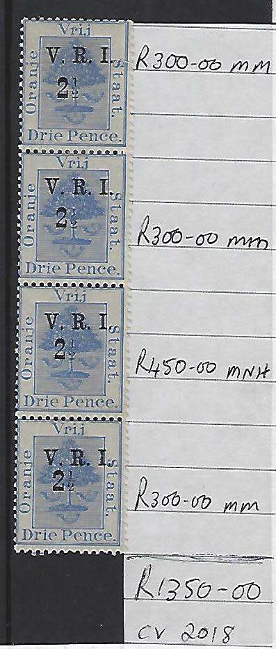 OFS British occupation 1900, SACC 52 strip of 4 level stops. CV R1350-00