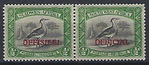 S.W.A. 1945-50 OFFICIAL SACC 18 half d MNH pair. cv R200-00