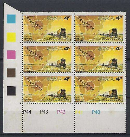 S.W.A. 1974 ctrl block of 6 with perf variety, moved up into writing and to the right.