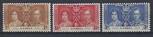 Gambia 1937 Coronation LMM set SG 147-149