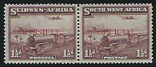 SWA 1938 Official pair with unlisted variety. Short S in OFFISIEEL and short I in OFFICIAL.