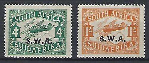 SWA 1930 Airmail 2nd issue with unlisted variety on the 1s stamp, there is a indentation on the W