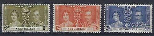1937 Coronation Seychelles Protectorate LMM SG 132-134 .