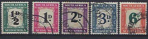 1946-49 Postage Due complete set used SACC 33-37 cv R980-00