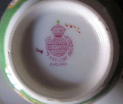 Vintage Mintons Green Cockatrice Pattern 4863 Trio