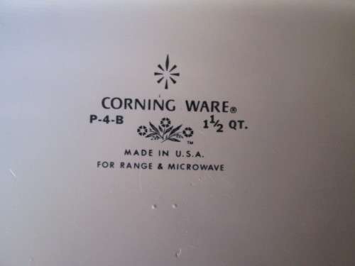 Corning Ware Casserole Dish Cornflower Blue P-4-B '1 and 1/2 Quart '