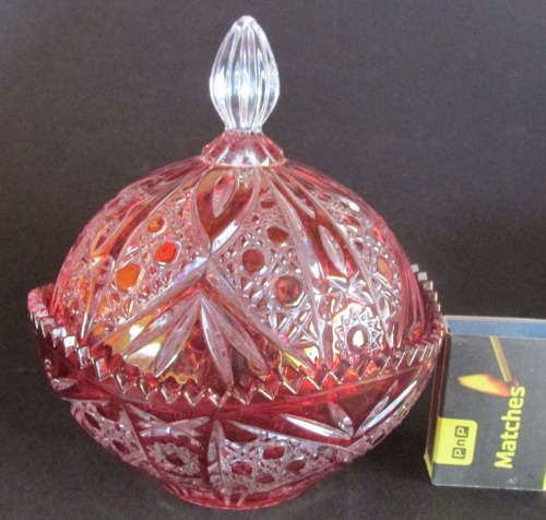 Cristal D' Arques Cranberry Red Lidded Dish