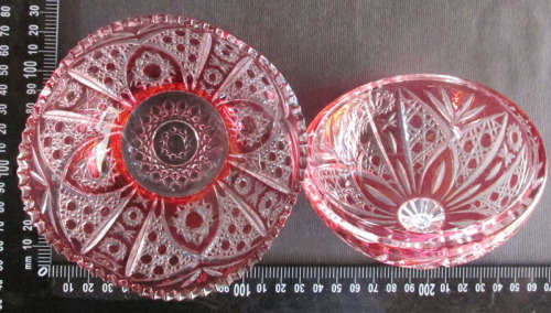 Cristal D' Arques Cranberry Red Lidded Dish