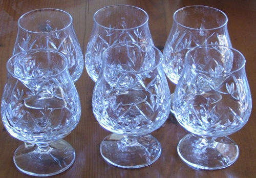 6 Crystal Brandy Glasses