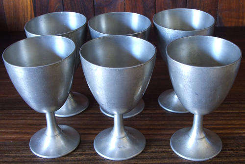 6 Pewter Goblets