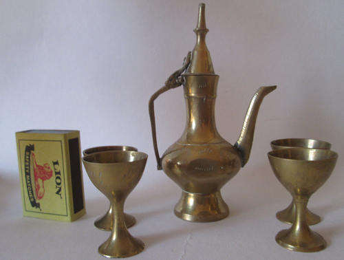4 Brass Goblets and Brass Urn as per pictures