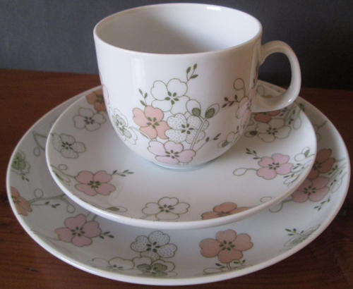 Vintage Arzberg Trio White Pastel Pink Green Flowers