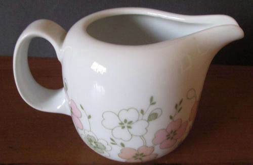 Vintage Arzberg Small Milk Jug / Creamer White Pastel Pink Green Flowers