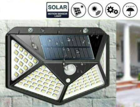 Solar Power Wall Lights PIR Motion Sensor Garden Security 100 LED Outdoor