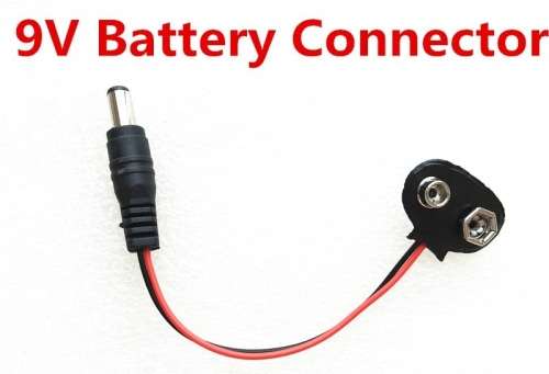 Battery 9V Snap On Connector + Male 2.1mm **IN STOCK**
