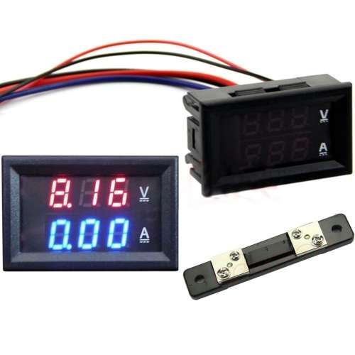 Meter Volt + Amp Red/ Blue DC 0-100V 0-50A + 75mV Shunt