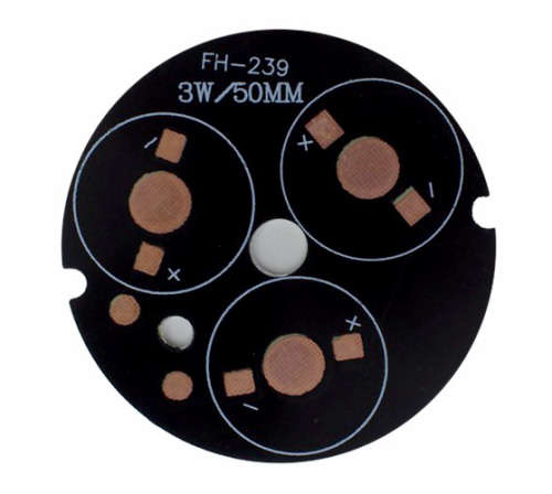 Aluminium Base Plate for 3 Leds (1W, 3W or 5W) 50x1.5mm **IN STOCK**