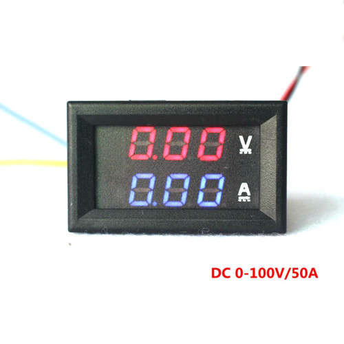 Meter Volt + Amp Red/Blue DC 0-100V 0-50A + 75mV Shunt **IN STOCK**