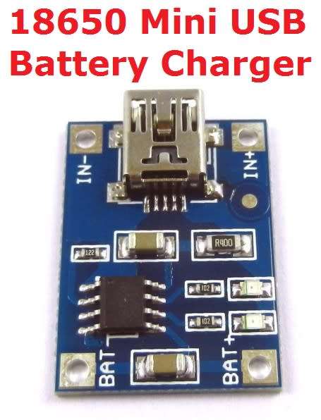 Battery Li-ion 18650 Charger Mini USB TP4056 (5V 1A) **IN STOCK**