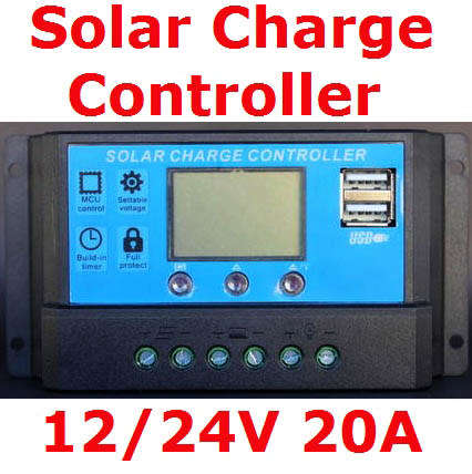 Solar Charge Controller / Solar Regulator 12/24V 20A with Display & USB **IN STOCK**