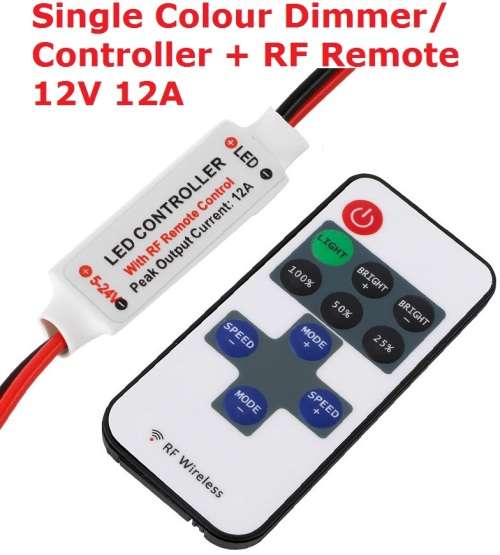 Dimmer Controller Single Colour with RF Remote 12V 12A **IN STOCK**