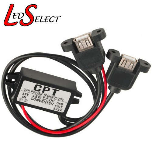 Battery Charger Car Box 12V to 5V 3A Twin USB Panel **IN STOCK**