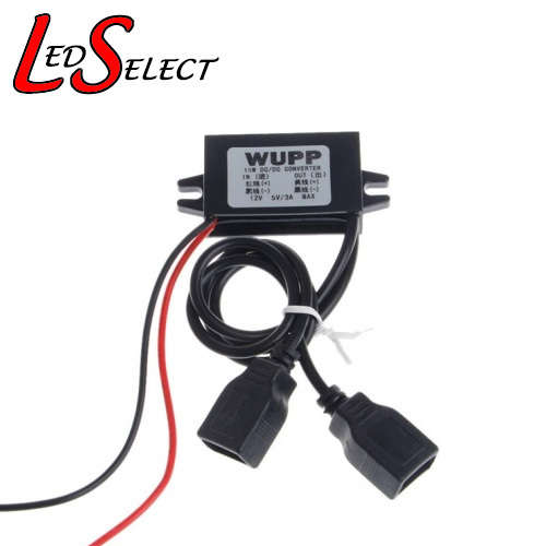 12V To 5V 3A 15W DC Twin USB Car Power Converter GPS/ Camcorder/ Phone Charger **IN STOCK**