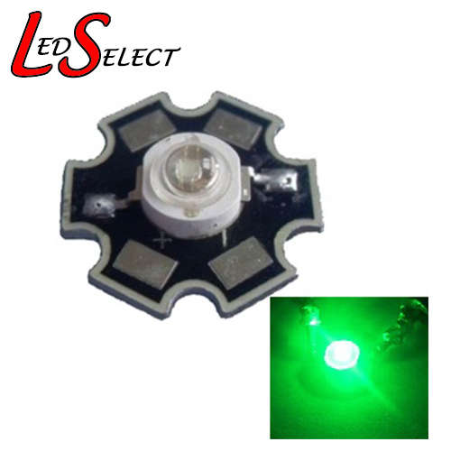 1W Led Green 520-525nm on Aluminium base **IN STOCK**