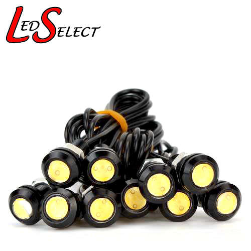 Car Daylight Running Led Lights 3W - Yellow/Amber (Black Body) **LOCAL STOCK**