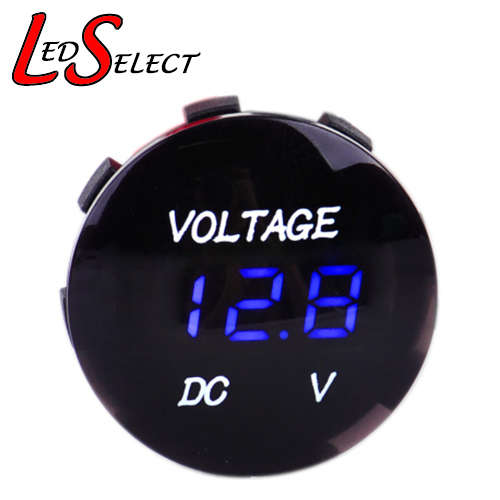 Voltmeter Blue Digital Round Waterproof 5-30V DC **IN STOCK**
