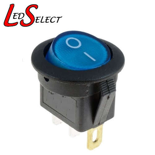 Switch Rocker Blue Illuminated 20mm 220V AC **LOCAL STOCK**