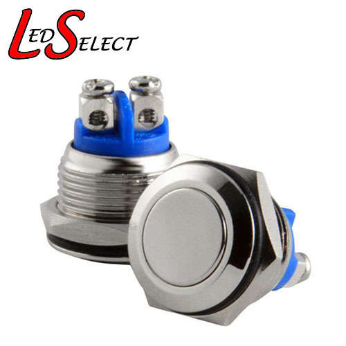 Switch Stainless Steel Push Button Flat Momentary 16mm **LOCAL STOCK**