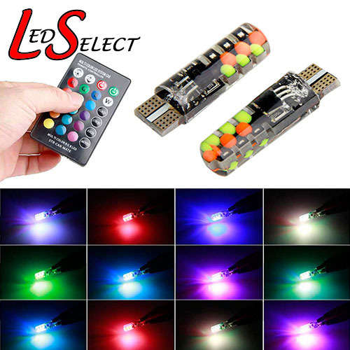 Car LED Lamp T10 RGB Set of 2 + Remote Control **IN STOCK**