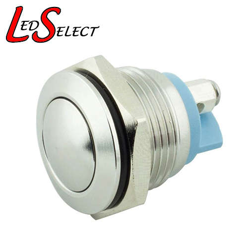 Switch Stainless Steel Finish Push Button Dome Momentary 16mm **LOCAL STOCK**