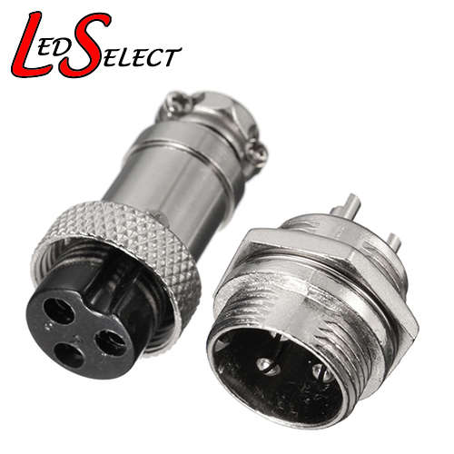 Aviation Connector 12mm 3Pin DC Plug Panel Mount **LOCAL STOCK**