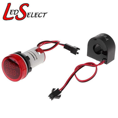 Meter Volt + Amp 22mm 220V AC (220V 100A) Red **LOCAL STOCK**