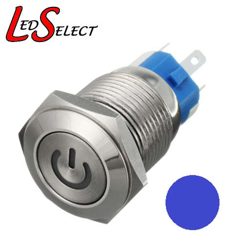 Switch Angel Eye Illuminated Blue Latching Self Locking 220V AC 16mm **LOCAL STOCK**