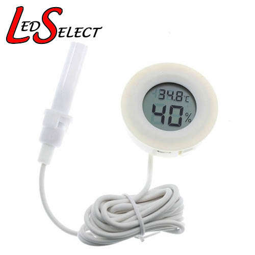 Temperature Thermometer and Hygrometer Humidity Meter Round White with Probe **LOCAL STOCK**