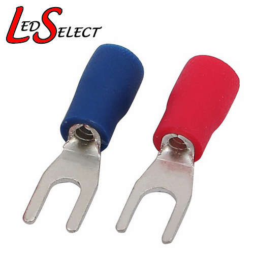 Connector Crimp U-Shape Wire Terminal 3.2mm inner hole 5.7mm outer Red + Blue (Pair) **LOCAL STOCK**