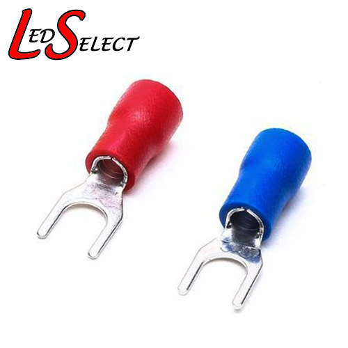 Connector Crimp U-Shape Wire Terminal 5.3mm Inner hole 8.1mm Outer Red + Blue (Pair) **LOCAL STOCK**
