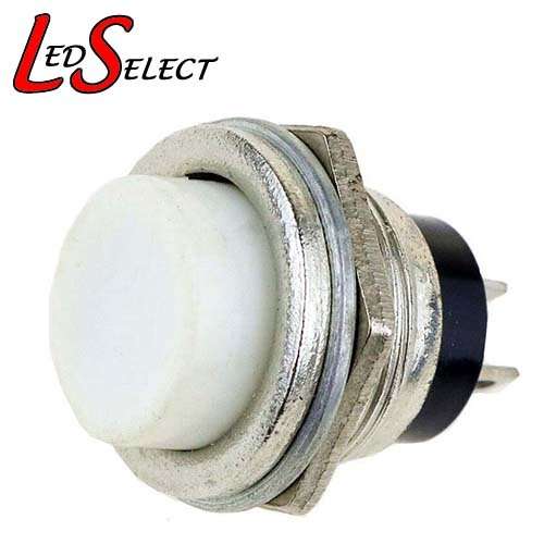 Switch Push Button Momentary White Metal 16mm **LOCAL STOCK**