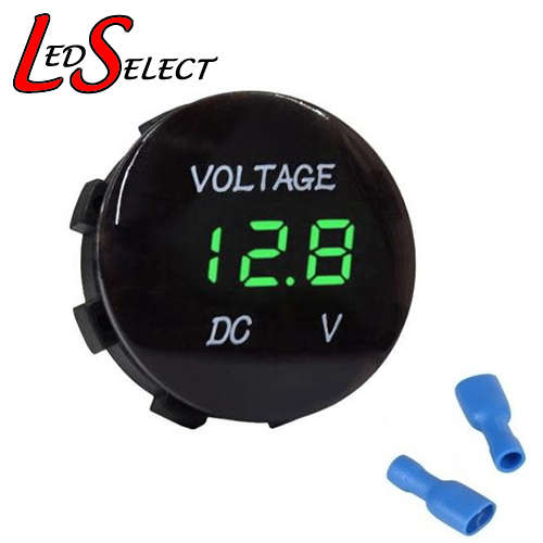 Voltmeter 5-30V DC Digital Round Waterproof (Green LED) **LOCAL STOCK**