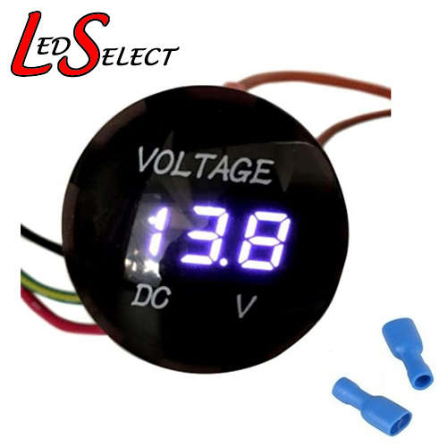 Voltmeter DC 5-30V Round Waterproof White 3 Digit Display **LOCAL STOCK**